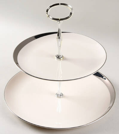 Crescent (Ivory Background) 6 5/8"-10"  2 Tiered Serving Tray (Dp, Sp) HC