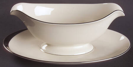 Crescent (Ivory Background) Gravy Boat with Attached Underplate