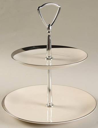 Crescent (Ivory Background) 2-Tiered Serving Tray (Salad & Bread/Butter Plate)