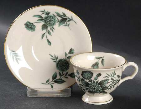 Diana Green Footed Demitasse Cup & Saucer Set