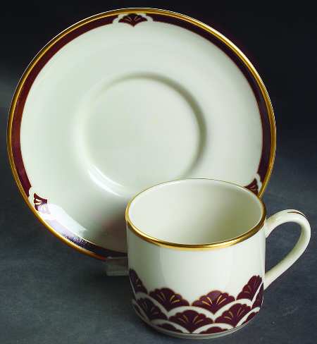 Ensemble Burgundy Flat Cup & Saucer Set