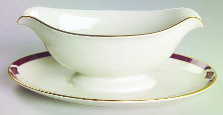 Ensemble Burgundy Gravy Boat with Attached Underplate