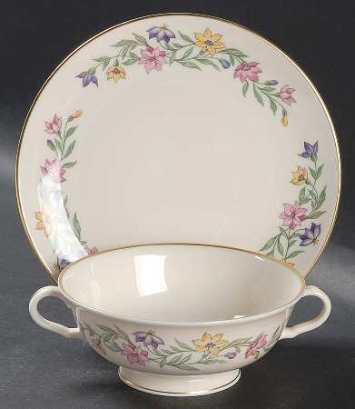 Garland Footed Cream Soup Bowl & Saucer Set