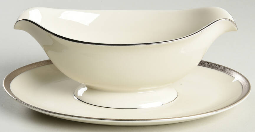 Geneva (Ivory Background) Gravy Boat with Attached Underplate by Pickard