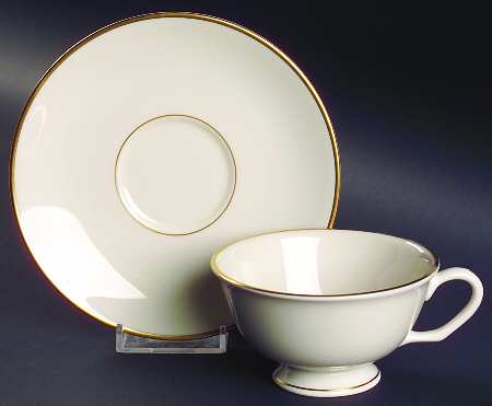 Gold Horizon Footed Cup & Saucer Set