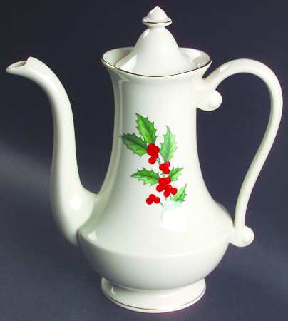 Holly Coffee Pot & Lid