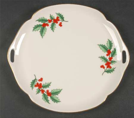 Holly Handled Cake Plate