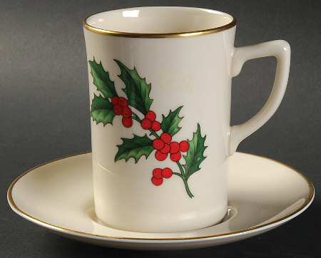 Holly Chocolate Cup & Saucer Set