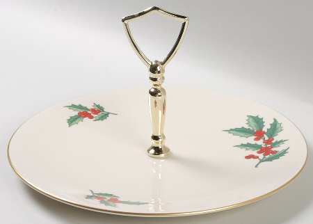 Holly Round Serving Plate with Handle (LP)