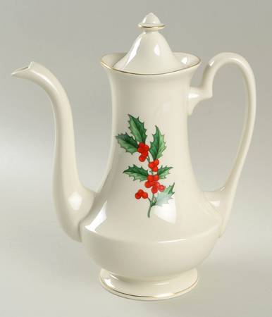 Holly Coffee Pot & Lid