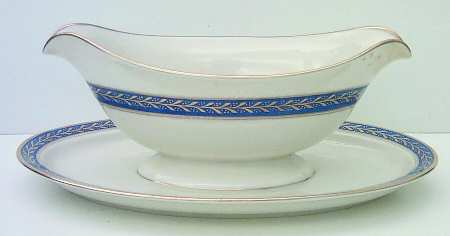 Josephine Blue Gravy Boat with Attached Underplate