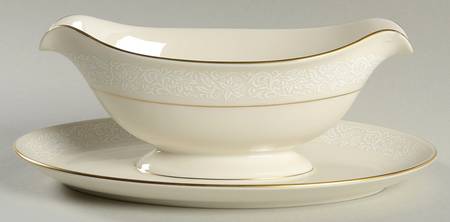 Lace Gravy Boat with Attached Underplate by Pickard