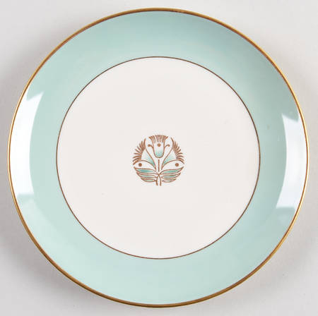 Malvern (Green&Gold Flower) Coupe Dessert Plate