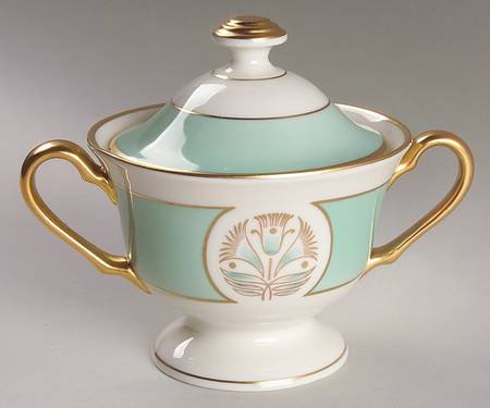 Malvern (Green&Gold Flower) Sugar Bowl & Lid