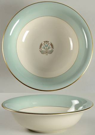 Malvern (Green&Gold Flower) 9" Round Vegetable Bowl