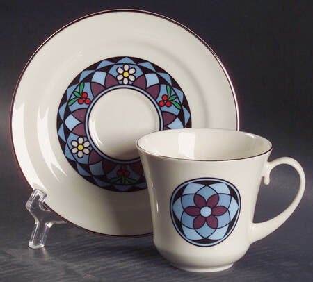 Mosaic Flat Cup & Saucer Set