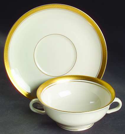 Palace (Ivory Background) Footed Cream Soup Bowl & Saucer Set