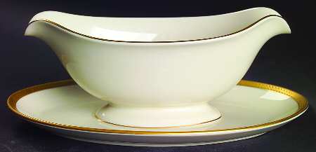 Palace (Ivory Background) Gravy Boat with Attached Underplate by Pickard