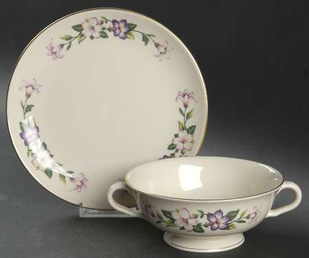 Pamela Footed Cream Soup Bowl & Saucer Set
