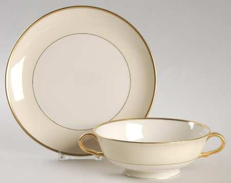 Pilgrim Footed Cream Soup Bowl & Saucer Set