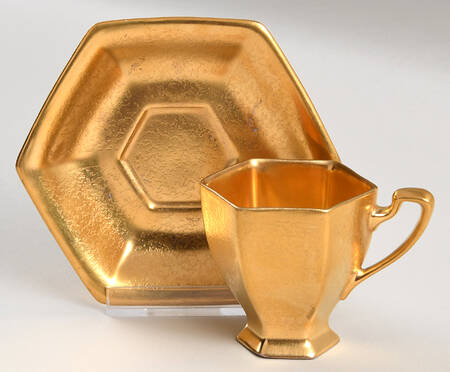 Plain Encrusted Footed Demitasse Cup & Saucer Set