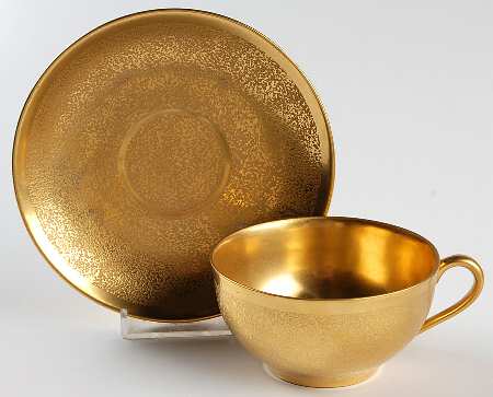 Plain Encrusted Flat Cup & Saucer Set
