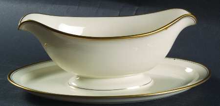 Puritan (Cream, Double Trim) Gravy Boat with Attached Underplate