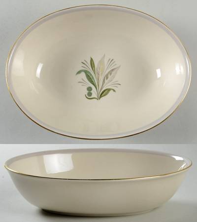 Reverie Gray (Gold Trim) 9" Oval Vegetable Bowl