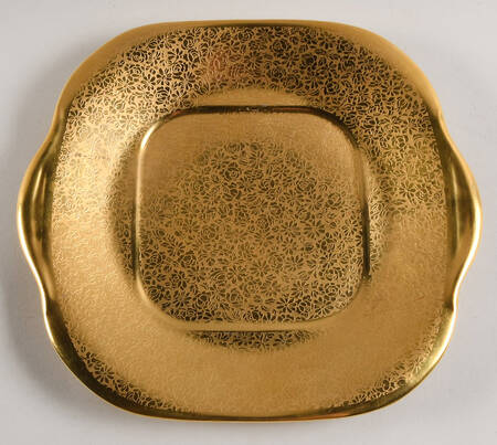 Rose and Daisy Square Handled Cake Plate