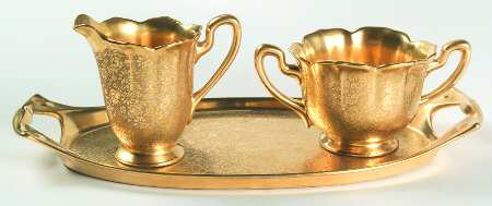 Rose and Daisy Creamer & Open Sugar with Tray