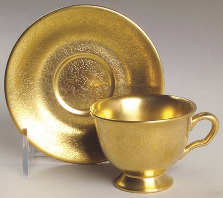 Rose and Daisy Footed Demitasse Cup & Saucer Set