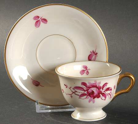 Rosa (Crimson) Footed Demitasse Cup & Saucer Set