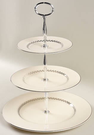 Silver Wreath 13 7/8"-14 1/4" 3-Tiered Serving Tray(DP,SP,BB) HC