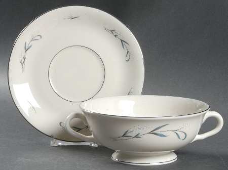 Snowberry Footed Cream Soup Bowl & Saucer Set