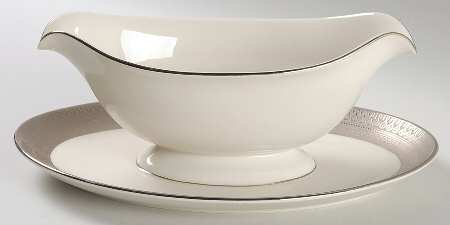 St Moritz (Ivory Background) Gravy Boat with Attached Underplate
