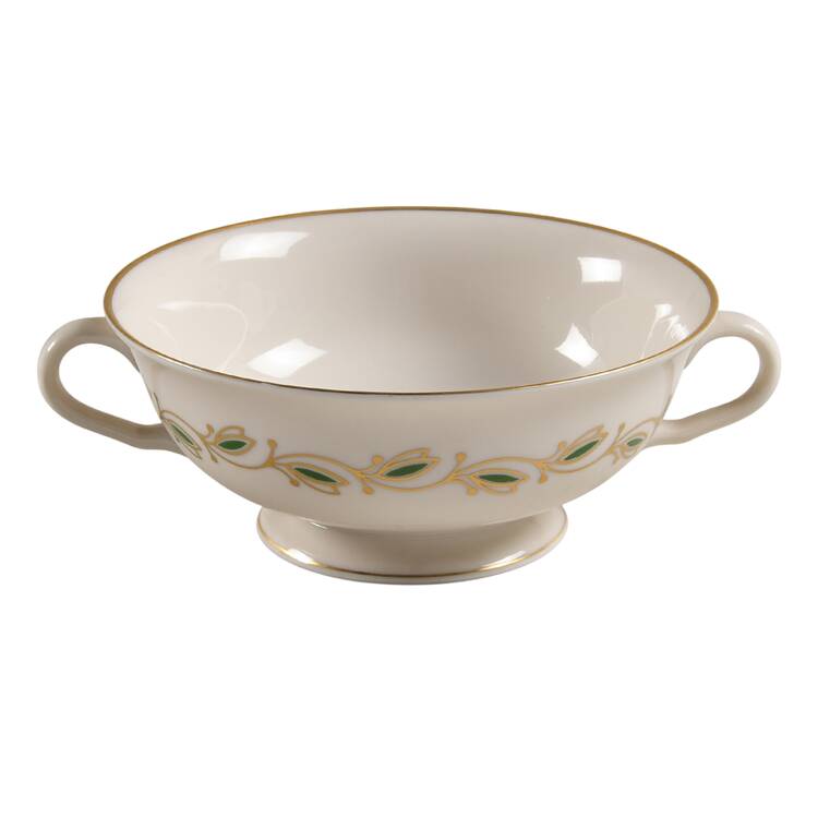 Symphony Green Footed Cream Soup Bowl