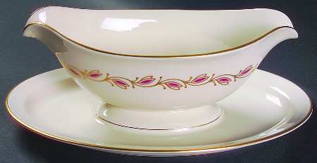 Symphony Red Gravy Boat with Attached Underplate