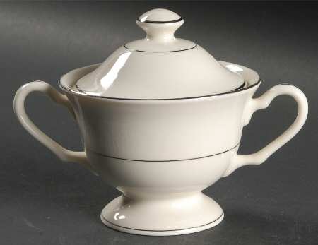 Venetia (Cream, Thin Platinum Trim) Sugar Bowl & Lid