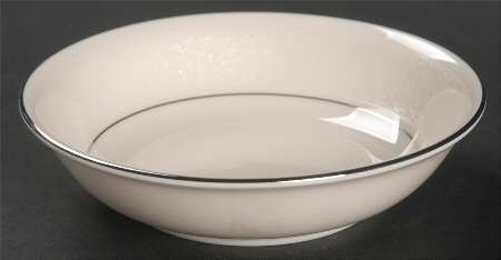 Venetia (Cream, Thin Platinum Trim) Fruit/Dessert (Sauce) Bowl