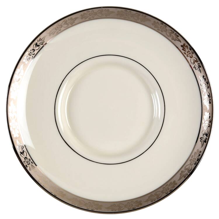 Venetian (White, Wide Platinum Encrusted Band) Saucer