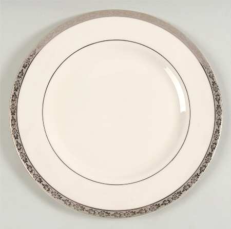 Venetian (White, Wide Platinum Encrusted Band) Service Plate (Charger)