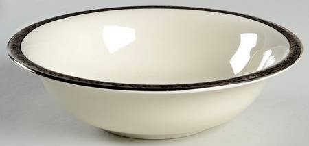 Venetian (White, Wide Platinum Encrusted Band) 9" Round Vegetable Bowl by Pickard