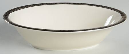 Venetian (White, Wide Platinum Encrusted Band) 9" Oval Vegetable Bowl