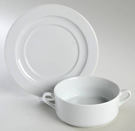Culinaire White Flat Cream Soup Bowl & Saucer Set