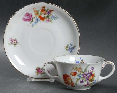 Dresden Flat Bouillon Cup & Saucer by Pirkenhammer