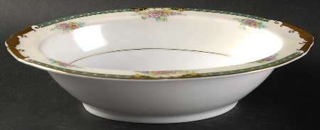 PIR12 (CREAM RIM) 10" Oval Vegetable Bowl