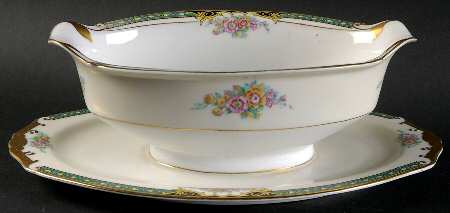 PIR12 (CREAM RIM) Gravy Boat with Attached Underplate