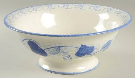 Blue Leaf Large Footed Salad Serving Bowl