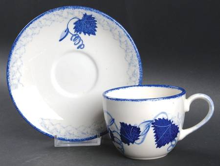 Blue Leaf Flat Cup & Saucer Set