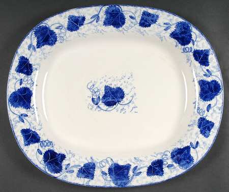Blue Leaf 18" Oval Serving Platter